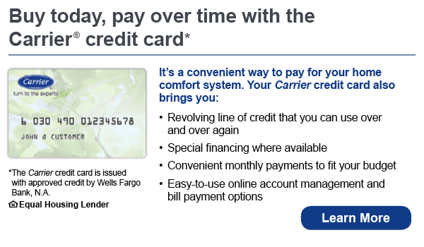 financing buy today, pay over time with Carrier credit card Products